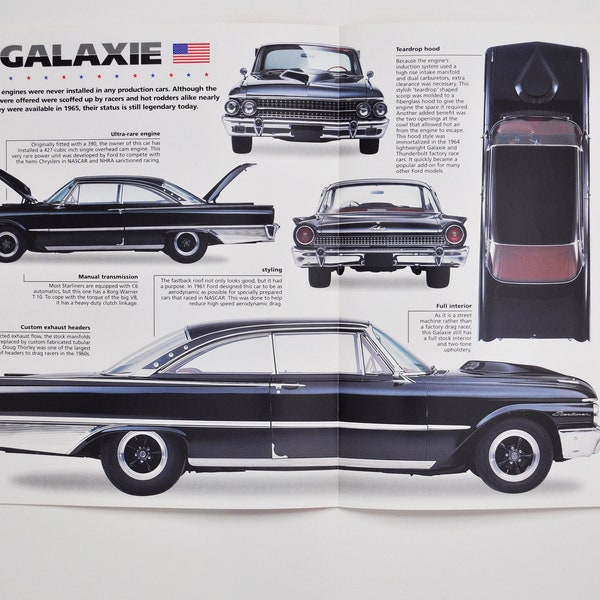 Spec Sheet Ford Galaxie (1961) (car photo stat info specs brochure parts ad old retro vintage dealer auto dealership muscle motor starliner)