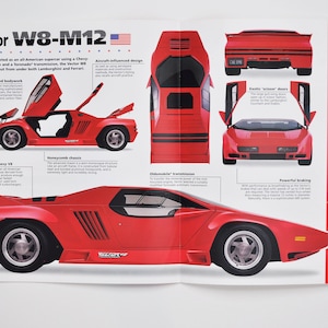 Spezifikations-Blatt Vektor W8-M12 (auto foto zustand info spezifikationen broschüre teile ad alt vintage vintage classic model retro sport autobau amerikanisch usa)