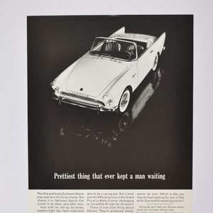 Car Ad 1970 Sunbeam Alpine (Luxus-Automobil-Klassiker altes Foto-Werbebroschüre-Teilehändler Autohaus)