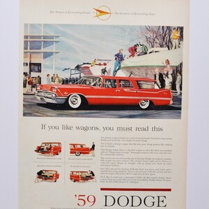 Grote autoadvertentie 1959 Dodge Sierra (autobedrijf klassieke oude fotoadvertentie onderdelen gedrukte brochure dealer dealer amerika chrysler auto)