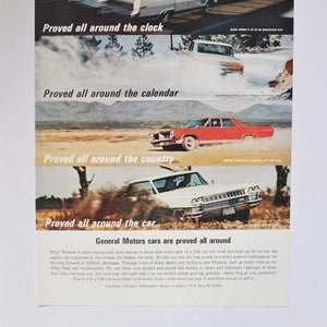 Grande pubblicità per auto 1964 General Motors (azienda automobilistica, pubblicità fotografica classica, vecchia, parti, brochure stampata, concessionario, GM, americano, USA, auto)