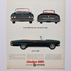Grote autoadvertentie 1964 Dodge 880 (autobedrijf klassieke oude fotoadvertentie onderdelen gedrukte brochure dealer dealer amerika chrysler auto vs)