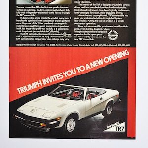 Annonce voiture 1979 Triumph TR7 (motor company classic old photo advertising print brochure dealer British Leyland England sports race auto)