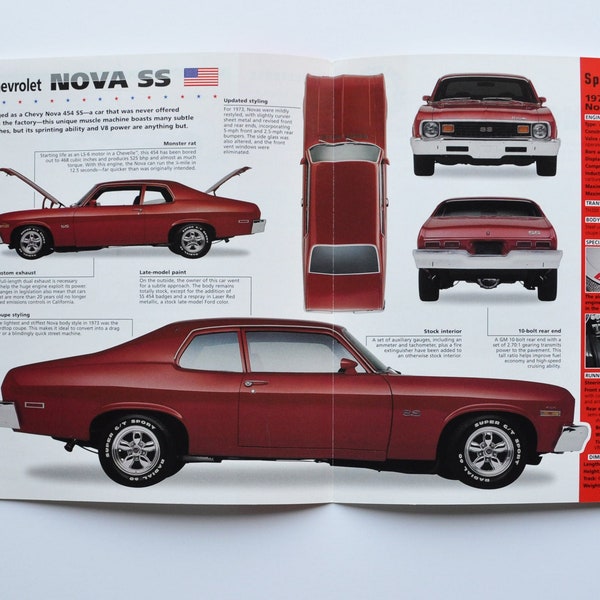 Spec Sheet Chevrolet Nova SS (1973) (car photo stat info specs brochure print parts ad old retro vintage dealer dealership chevy hot rod)