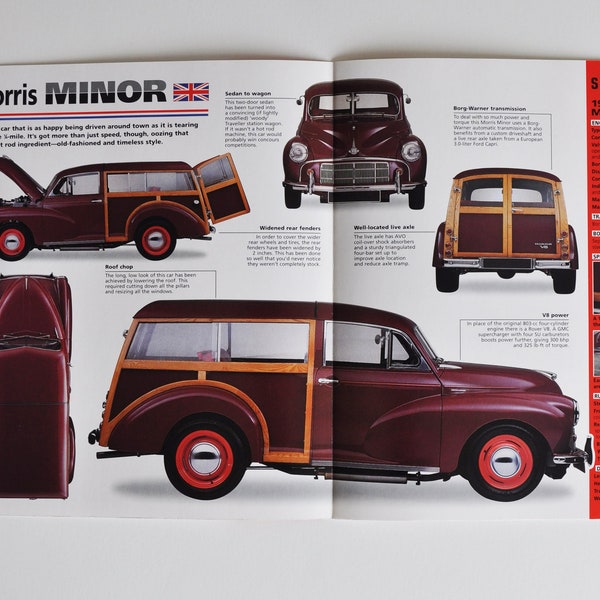 Spec Sheet Morris Minor (1948-1971) (car photo stat info specs brochure parts ad old vintage print sport race Cowley Oxford England wood)