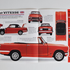 Spec Sheet Triumph Vitesse (1962-1971) (Auto Foto Stat Info Broschüre Teile werbung alter Vintage Druck Sport Rennen Coventry England Auto)