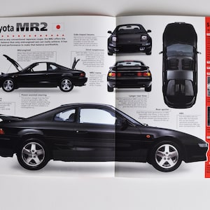 Fiche technique Toyota MR2 (1989-AUJOURD'HUI) (photos de voitures, stats, informations, brochures, impression de pièces, publicité vintage, vieille voiture de sport, japon, tokyo)