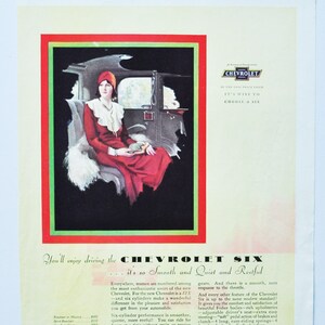 Grande pubblicità per auto Chevrolet del 1930 (GM General Motors Company, pubblicità fotografica classica d'epoca, parti, brochure stampate, concessionario, auto USA HP)