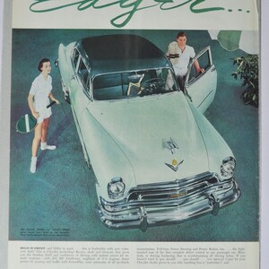 Pubblicità di un'auto di grandi dimensioni Chrysler New Yorker Deluxe Club Coupe (azienda automobilistica, pubblicità fotografica d'epoca, parti, brochure stampate, concessionario americano, USA)