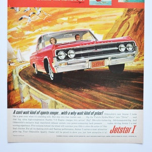 Grande pubblicità per auto 1964 Oldsmobile Jetstar 1 I (GM General Motors Company, pubblicità fotografica classica d'epoca, parti, brochure stampata, concessionario Olds Auto)
