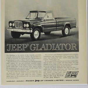 Auto-Werbung Jeep Gladiator (klassisches altes Foto Werbebroschüre Retro-Teiledruck Autohaus Autohaus AMC American Motors Kaiser Corporation)