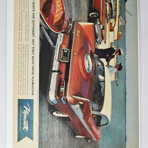 Grote autoadvertentie 1959 Plymouth (motorbedrijf chrysler oude klassieke fotoadvertentie onderdelen print brochure dealer dealer garage VS VS)