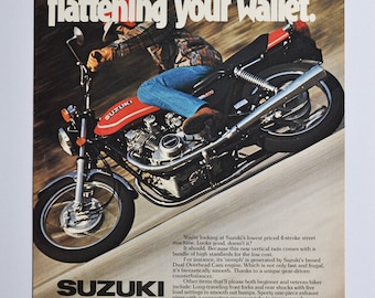 Motorcycle Ad 1970s Suzuki GS-400X (motorbike company classic old photo original advertisement parts print brochure dealer motor bike cycle)