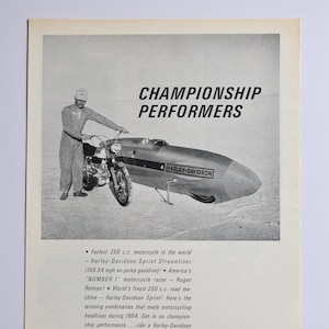 Motorrad Werbung Harley-Davidson 1965 (Biker-Firmen-Klassiker altes Foto original Werbung Motorradcyclecycle Milwaukee Wisconsin)
