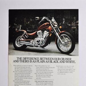Motorrad Werbung 1986 Suzuki Intruder VS700GL (Motorrad klassisches altes Foto original Werbung Teiledruck Händler Motorradzyklus)