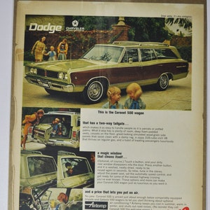 Grote autoadvertentie 1968 Dodge Coronet 500 Wagon (autobedrijf klassieke oude fotoadvertentie onderdelen brochure afdrukken dealer chrysler station)