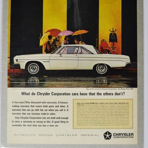 Pubblicità di un'auto di grandi dimensioni Dodge Polara 500 (azienda automobilistica, pubblicità fotografica classica d'epoca, parti, brochure stampate, concessionario, concessionaria Chrysler Auto USA)