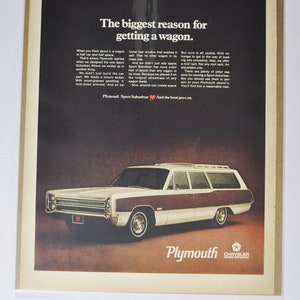 Grote autoadvertentie Plymouth Sport Suburban (autobedrijf chrysler oude klassieke fotoadvertentie onderdelen gedrukte brochure dealer autogaragewagen)