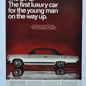 Large Car Ad 1966 American Motors Ambassador DPL (klassisches altes Foto-Werbung Print-Plakat Broschüre Klassiker Händler Marlin Rebel Rambler)