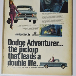 Grote autoadvertentie Dodge Adventurer (autobedrijf klassieke oude fotoadvertentie onderdelen gedrukte brochure dealer dealer chrysler vrachtwagen ophalen)