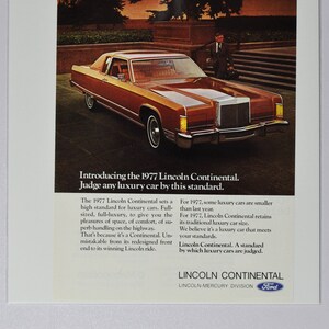 Auto Ad 1977 Lincoln Continental (ford motor company mercury classic old vintage Foto Werbung Teile Print Broschüre Händler Luxus USA)