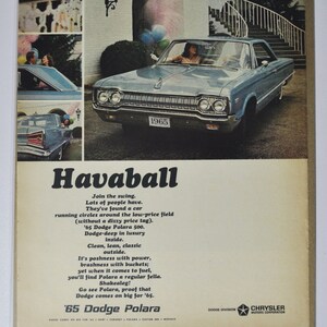 Grande pubblicità per auto 1965 Dodge Polara (azienda automobilistica classica vecchia foto pubblicità parti stampa brochure concessionaria concessionario chrysler auto usa us)