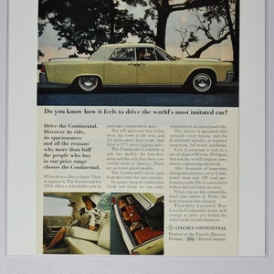 Annonce voiture 1964 Lincoln Continental (ford motor company Mercury classic old vintage photo publicité pieces impression brochure dealer luxe USA)