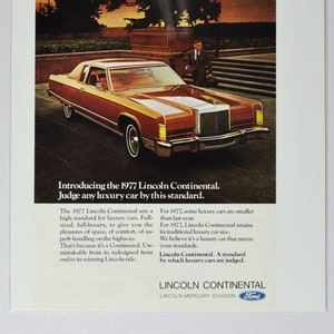 Auto Ad 1977 Lincoln Continental (ford motor company mercury classic old vintage Foto Werbung Teile Print Broschüre Händler Luxus USA)