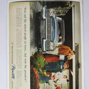 Grote autoadvertentie Plymouth (autobedrijf chrysler oude klassieke fotoadvertentie onderdelen gedrukte brochure dealer dealergarage VS VS)