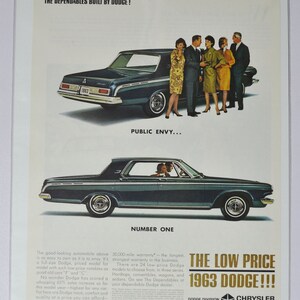 Grande pubblicità per auto 1963 Dodge (azienda automobilistica classica vecchia foto pubblicità parti stampa brochure concessionario concessionaria chrysler usa us hardtop auto)