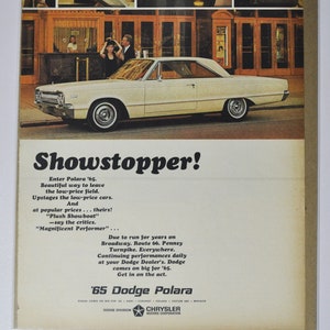 Grote autoadvertentie 1965 Dodge Polara (autobedrijf klassieke oude fotoadvertentie onderdelen gedrukte brochure dealer dealer chrysler auto vs us)