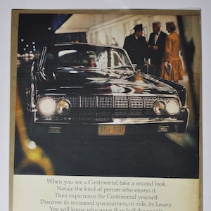 Grande pubblicità per auto Lincoln Continental (Ford Motor Company Mercury Classic vecchia foto pubblicità parti brochure stampata concessionario America Auto USA)