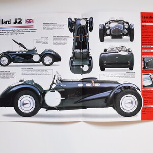 Spezifikations-Blatt Allard J2 (1949-1954) (Auto-Foto-Stat-Info-Specs-Broschüre-Teile und altes Retro-Vintage-Klassiker-Dealer-Händler britisch Clapham)