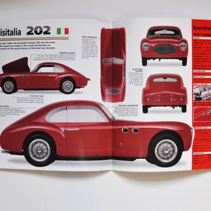Fiche technique Cisitalia 202 (1947-1952) (photo de voiture stat info brochure pièces détachées old vintage classic engine retro sports auto italy turin)