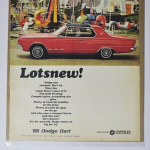 Grande pubblicità per auto 1965 Dodge Dart (azienda automobilistica classica vecchia foto pubblicità parti stampa brochure concessionaria concessionario america chrysler auto us)