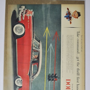 Grote autoadvertentie Dodge Custom Royal Lancer 4-deurs (autobedrijf klassieke oude fotoadvertentie onderdelen brochure afdrukken chrysler auto usa us)