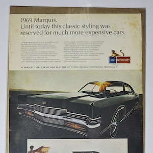 Grote autoadvertentie 1969 Mercury Marquis (ford motor company klassieke oude foto advertentie onderdelen gedrukte brochure dealer auto lincoln USA Brougham)
