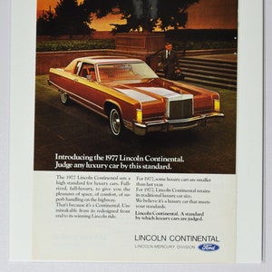 Auto Ad 1977 Lincoln Continental (ford motor company mercury classic old vintage Foto Werbung Teile Print Broschüre Händler Luxus USA)