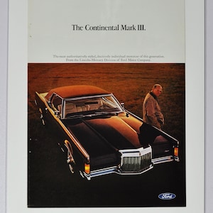 Auto Ad Lincoln Continental Mark III 3 (ford motor company mercury classic old vintage Foto Werbung Teile Print Broschüre Händler USA)
