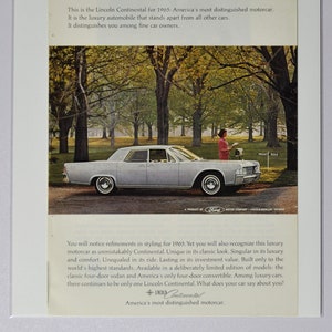 Auto Anzeige 1965 Lincoln Continental (ford motor company mercury classic old vintage Foto Werbung Teile Print Broschüre Händler Luxus USA)