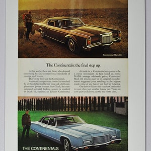 Auto Ad Lincoln Continental & Mark III 3 (ford motor company mercury classic old vintage Foto Werbung Teile Print Broschüre Händler USA)