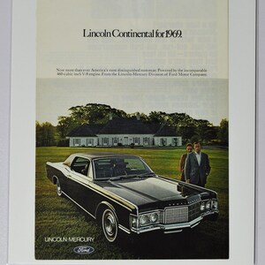 Auto Anzeige 1969 Lincoln Continental (ford motor company mercury classic old vintage Foto Werbung Teile Print Broschüre Händler Luxus USA)