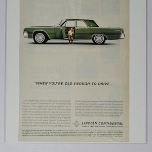 Annonce pour voiture Lincoln Continental (ford motor company Mercury classic old vintage photo publicité pieces impression brochure dealer luxe USA)