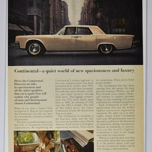 Annonce voiture 1964 Lincoln Continental (ford motor company Mercury classic old vintage photo publicité pieces impression brochure dealer luxe USA)