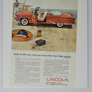 Auto Anzeige 1955 Lincoln (ford motor company mercury classic old vintage Foto Werbung Teile Print Broschüre Händler Luxus USA V-8 Motor)