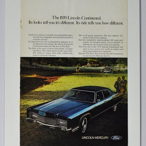 Auto Ad 1970 Lincoln Continental (ford motor company mercury classic old vintage Foto Werbung Teile Print Broschüre Händler Luxus USA)