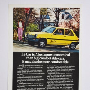 Anuncio de coche 1979 Renault Le Car (fotografía antigua clásica de la empresa del motor, anuncio de piezas, folleto impreso, concesionario francés, ocho, económico, pequeño)