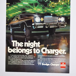 Auto-Werbung 1977 Dodge Ladegerät (motor company classic alte Foto-Werbung Teile Druckbroschüre amerikanischer Chrysler-Händler Autosport-Rennen)