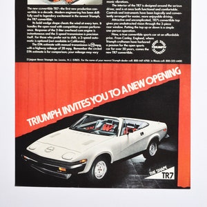 Auto-Werbung 1970 Triumph TR7 ( Motor Company alte Klassik Foto Werbung Teile Print Broschüre Autohaus Standard Cabriolet)