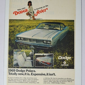Grote autoadvertentie 1969 Dodge Polara (autobedrijf klassieke oude fotoadvertentie onderdelen gedrukte brochure dealer dealer chrysler auto vs us)